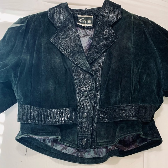 Vtg 80s Black Leather Jacket, Puff Sleeves, Sz S - Picture 12 of 13